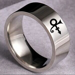 Prince Love Symbol Ring Women Size 10 Silver Stainless Steel Band Music Fan New